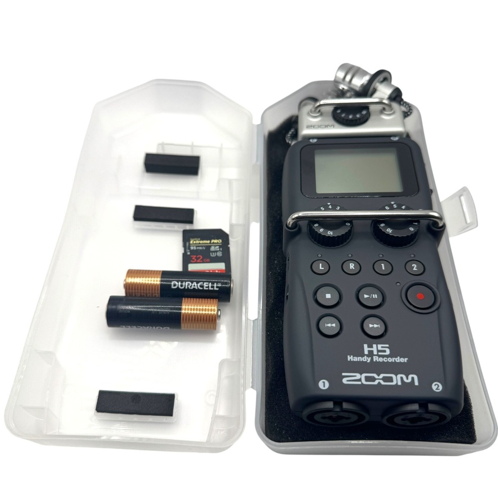 Zoom H5 4-Track Portable Recorder for Audio Video Bundle with SD Card Batteries